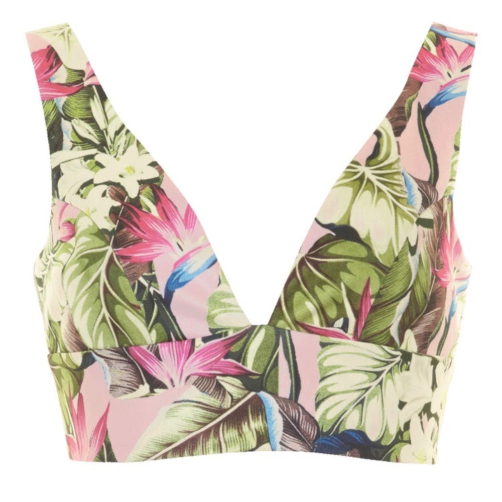 Topshop Tropical Floral V Bralette Crop Top Size 4